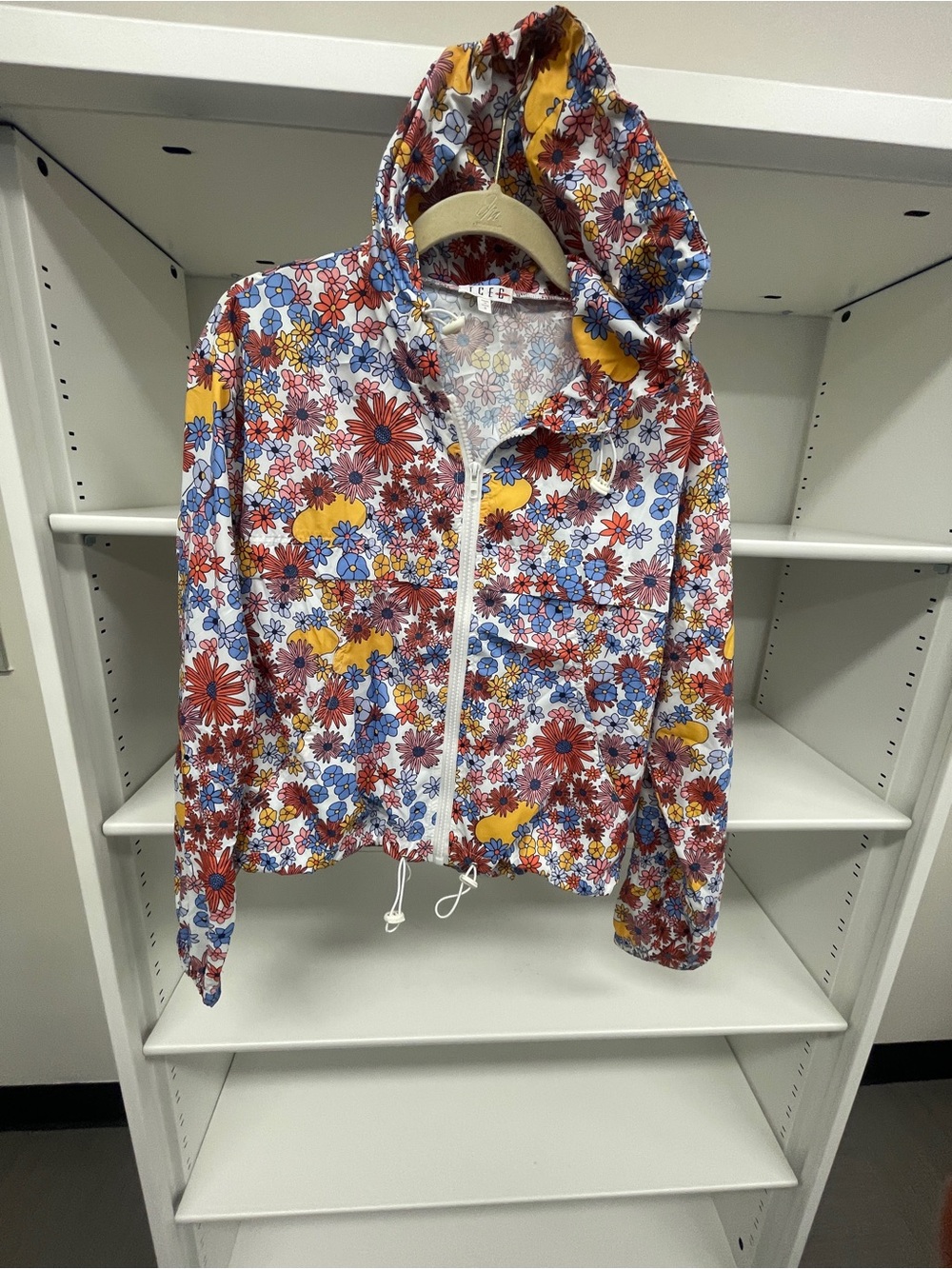 Floral Hooded Windbreaker Jacket - Multicolor